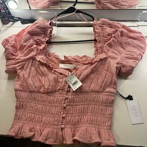 ASTR the label smocked puff sleeve top